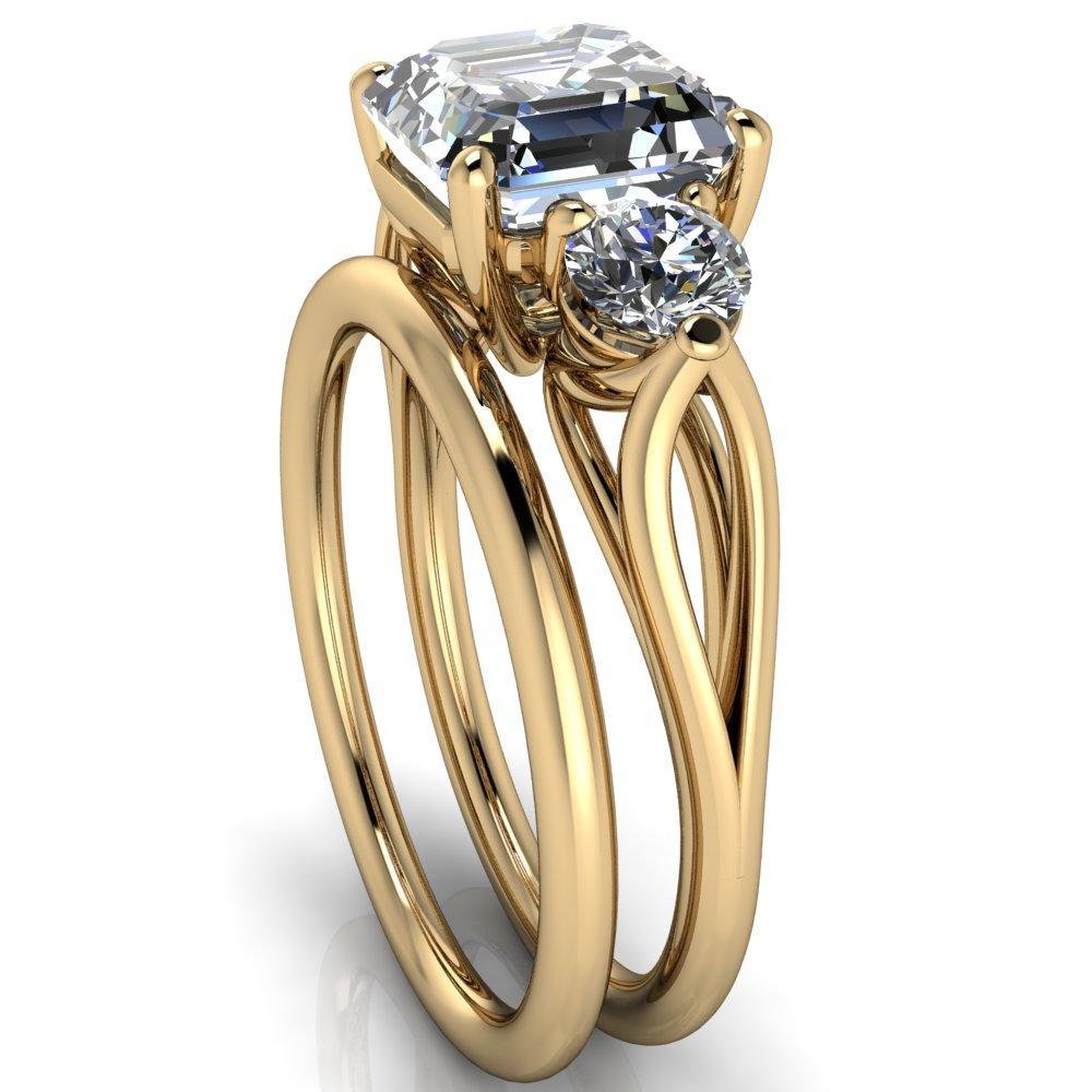 Marianna Asscher Moissanite Diamond Side Under Bezel Split Shank Engagement Ring-Custom-Made Jewelry-Fire & Brilliance ®