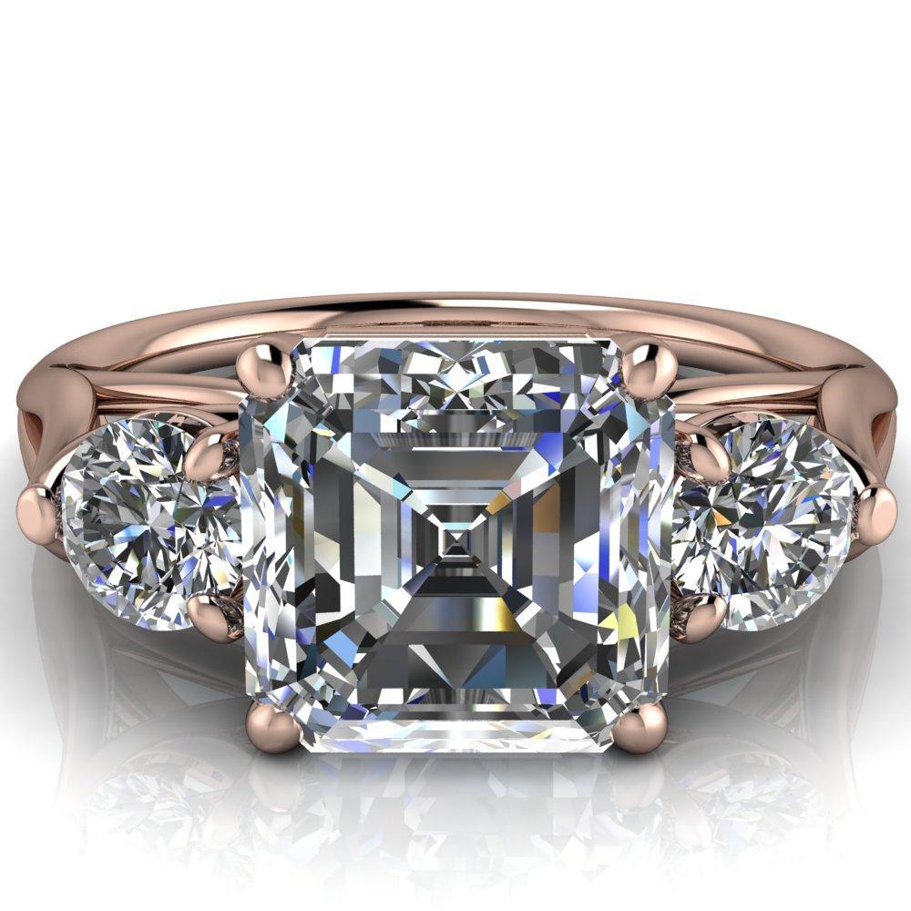 Marianna Asscher Moissanite Diamond Side Under Bezel Split Shank Engagement Ring-Custom-Made Jewelry-Fire & Brilliance ®