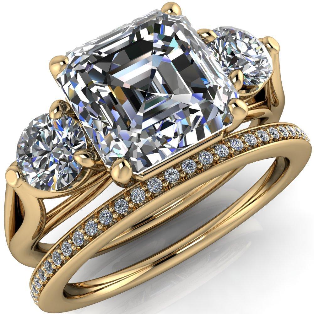 Marianna Asscher Moissanite Diamond Side Under Bezel Split Shank Engagement Ring-Custom-Made Jewelry-Fire & Brilliance ®