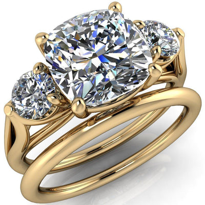 Marianna Cushion Moissanite Side Under Bezel Split Shank Engagement Ring-Custom-Made Jewelry-Fire & Brilliance ®