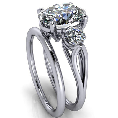 Marianna Oval Moissanite Diamond Side Under Bezel Split Shank Engagement Ring-Custom-Made Jewelry-Fire & Brilliance ®
