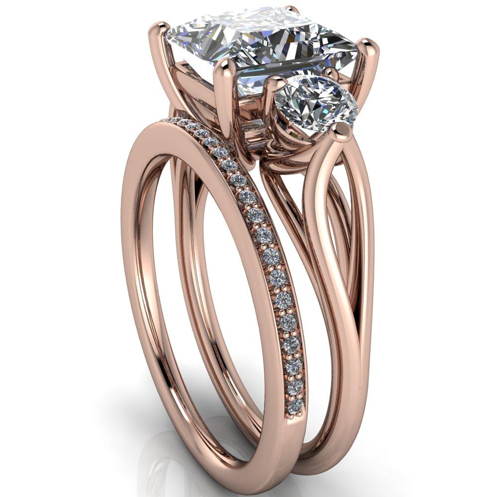 Marianna Princess/Square Moissanite Diamond Side Under Bezel Split Shank Engagement Ring-Custom-Made Jewelry-Fire & Brilliance ®