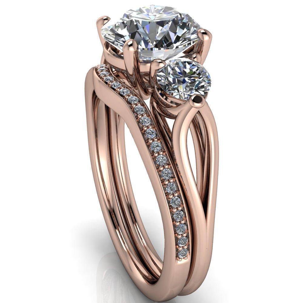 Marianna Round Moissanite Diamond Side Under Bezel Split Shank Engagement Ring-Custom-Made Jewelry-Fire & Brilliance ®
