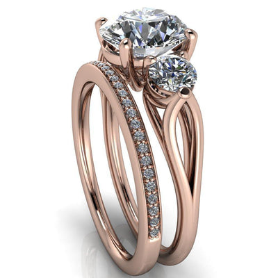 Marianna Round Moissanite Diamond Side Under Bezel Split Shank Engagement Ring-Custom-Made Jewelry-Fire & Brilliance ®