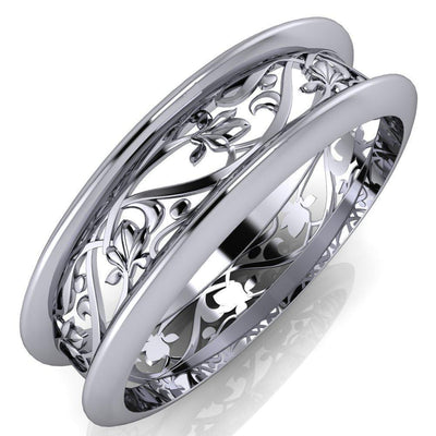 Marie Floral Pattern Design Filigree Eternity Wedding Band-Wedding and Anniversary Bands-Fire & Brilliance ®