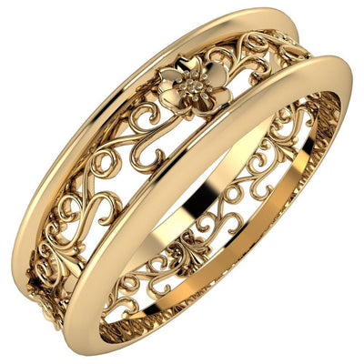Marie Floral and Vines Filigree Eternity Wedding Band-Wedding and Anniversary Bands-Fire & Brilliance ®