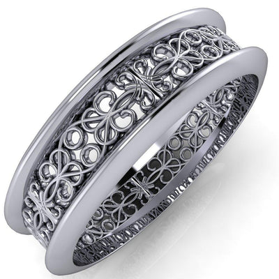 Marie Pattern Design Filigree Eternity Wedding Band-Wedding and Anniversary Bands-Fire & Brilliance ®