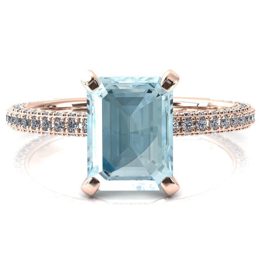 Mariyah Emerald Aqua Blue Spinel 4 Prong 3/4 Eternity 3 Sided Diamond Shank Engagement Ring-FIRE & BRILLIANCE