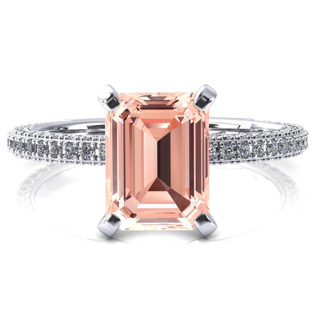 Mariyah Emerald Champagne Sapphire 4 Prong 3/4 Eternity 3 Sided Diamond Shank Engagement Ring-FIRE & BRILLIANCE