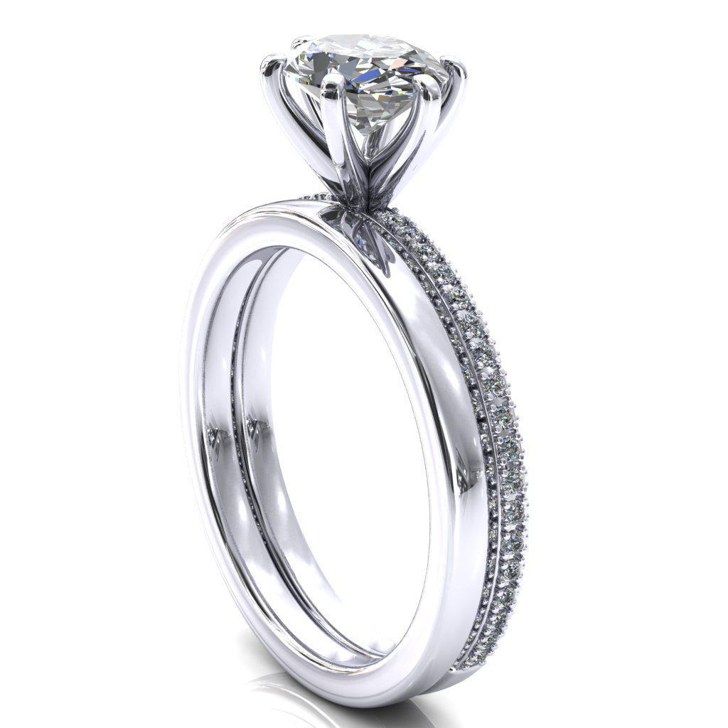 Mariyah Oval Center Stone East-West 6 Prong 3/4 Eternity 3 Sided Diamond Shank Engagement Ring-FIRE & BRILLIANCE