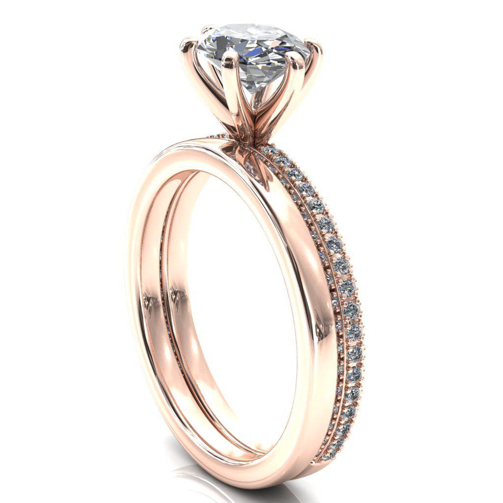 Mariyah Oval Center Stone East-West 6 Prong 3/4 Eternity 3 Sided Diamond Shank Engagement Ring-FIRE & BRILLIANCE