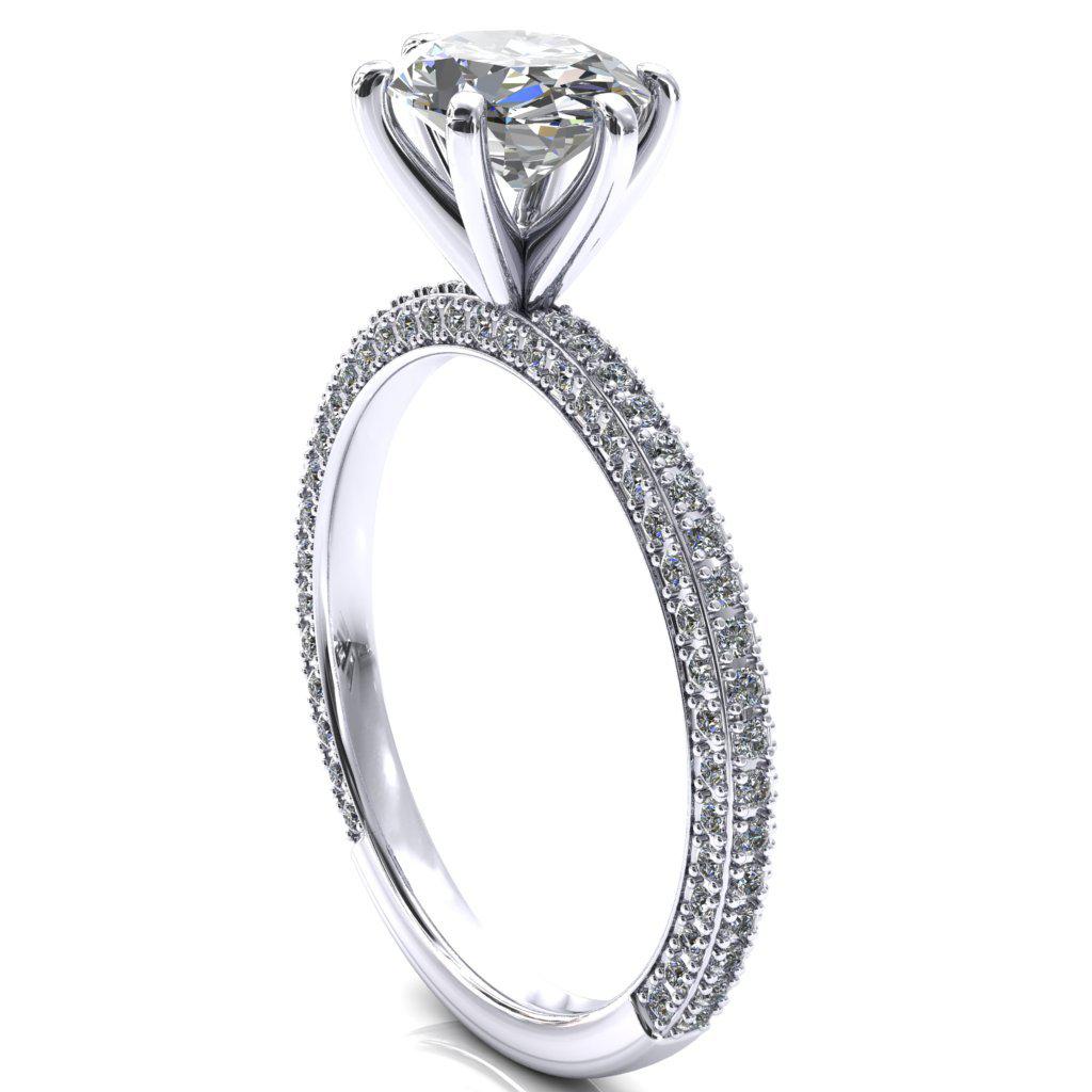 Mariyah Oval Center Stone East-West 6 Prong 3/4 Eternity 3 Sided Diamond Shank Engagement Ring-FIRE & BRILLIANCE