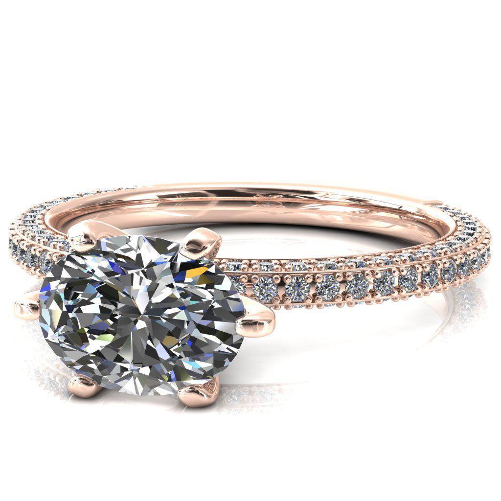 Mariyah Oval Center Stone East-West 6 Prong 3/4 Eternity 3 Sided Diamond Shank Engagement Ring-FIRE & BRILLIANCE