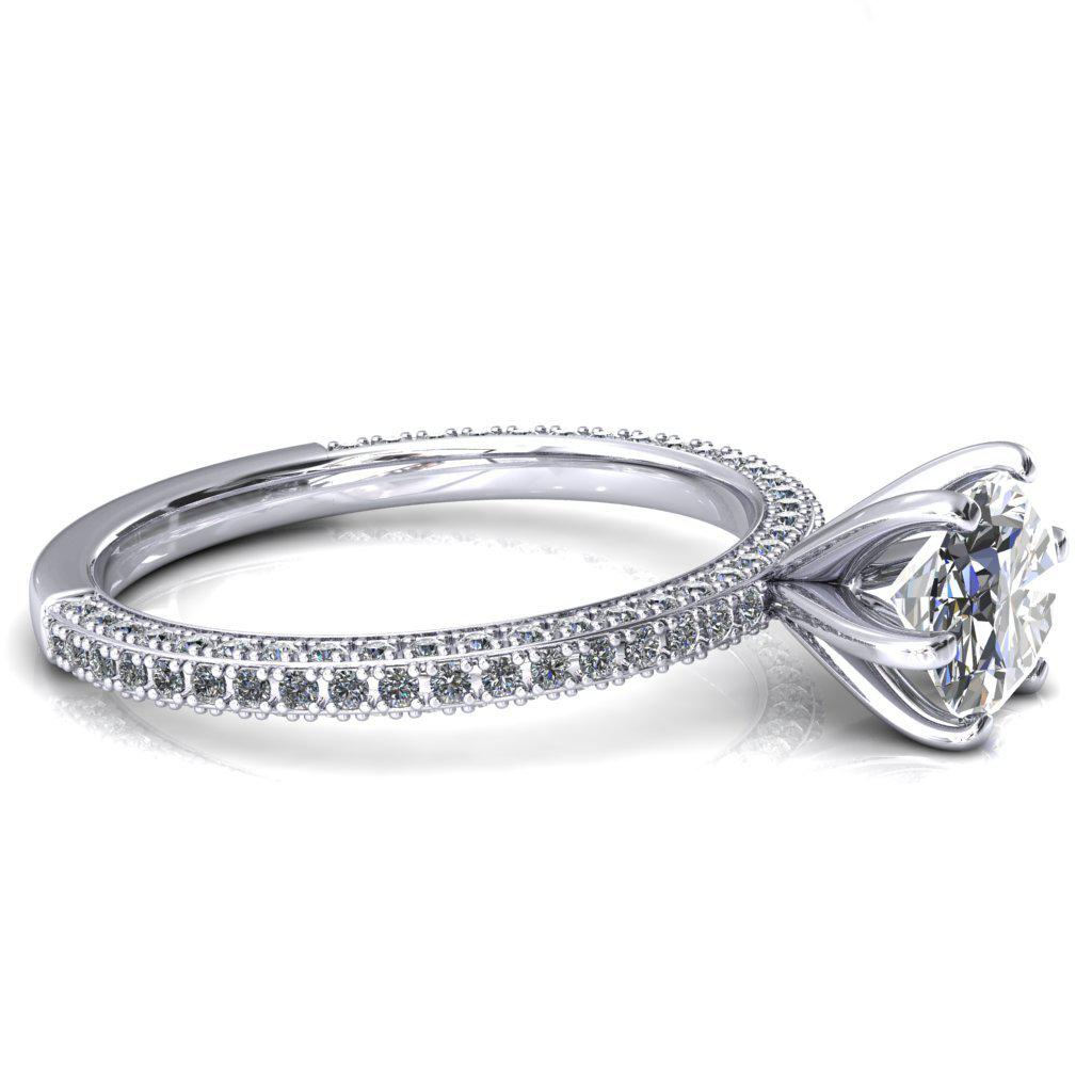 Mariyah Oval Center Stone East-West 6 Prong 3/4 Eternity 3 Sided Diamond Shank Engagement Ring-FIRE & BRILLIANCE