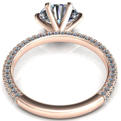 Mariyah Oval Center Stone East-West 6 Prong 3/4 Eternity 3 Sided Diamond Shank Engagement Ring-FIRE & BRILLIANCE