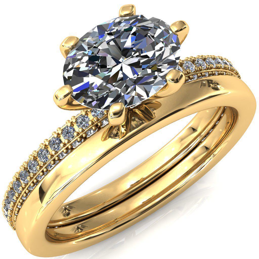 Mariyah Oval Center Stone East-West 6 Prong 3/4 Eternity 3 Sided Diamond Shank Engagement Ring-FIRE & BRILLIANCE