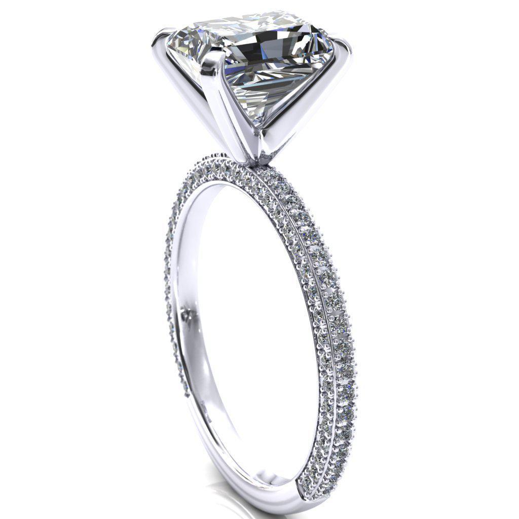 Mariyah Radiant Moissanite 4 Prong 3/4 Eternity 3 Sided Diamond Shank Engagement Ring-Custom-Made Jewelry-Fire & Brilliance ®