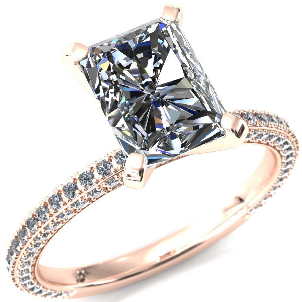 Mariyah Radiant Moissanite 4 Prong 3/4 Eternity 3 Sided Diamond Shank Engagement Ring-Custom-Made Jewelry-Fire & Brilliance ®