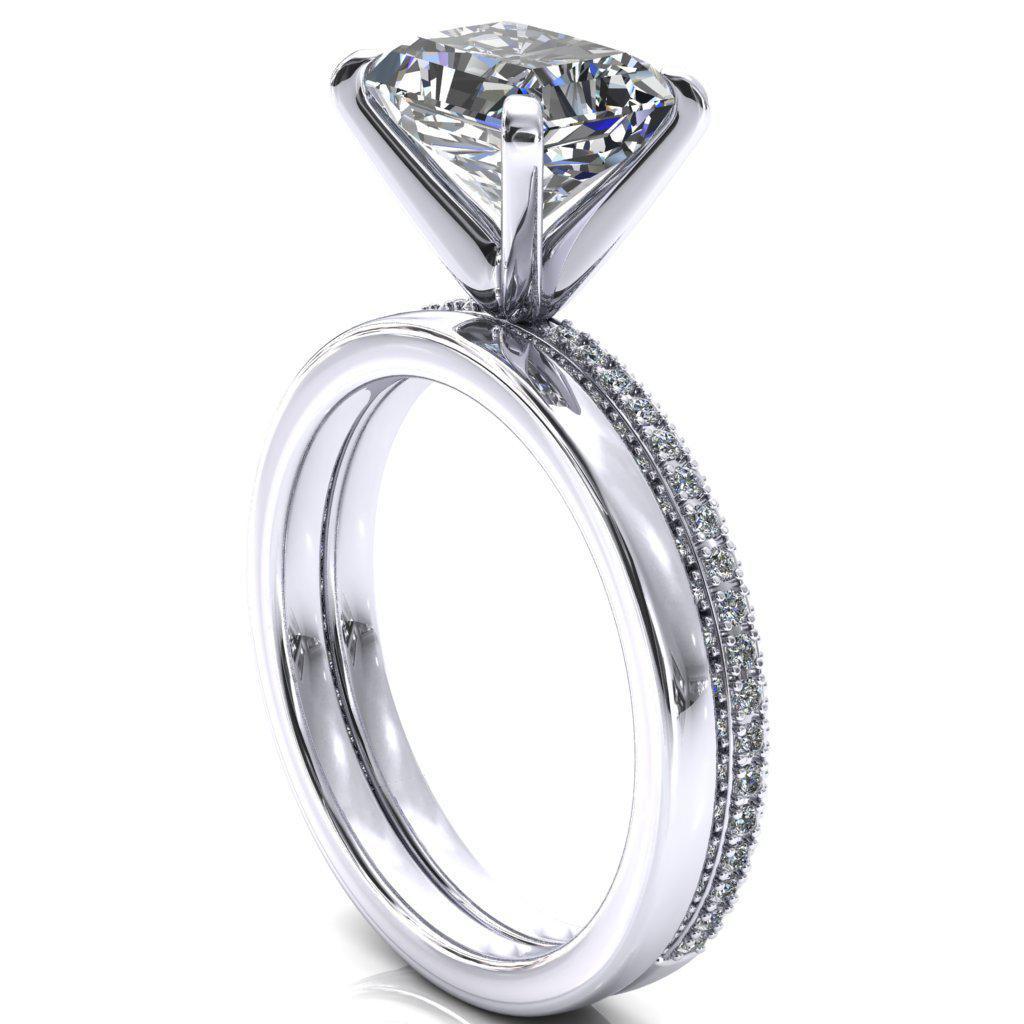 Mariyah Radiant Moissanite East-West 4 Prong 3/4 Eternity 3 Sided Diamond Shank Engagement Ring-FIRE & BRILLIANCE