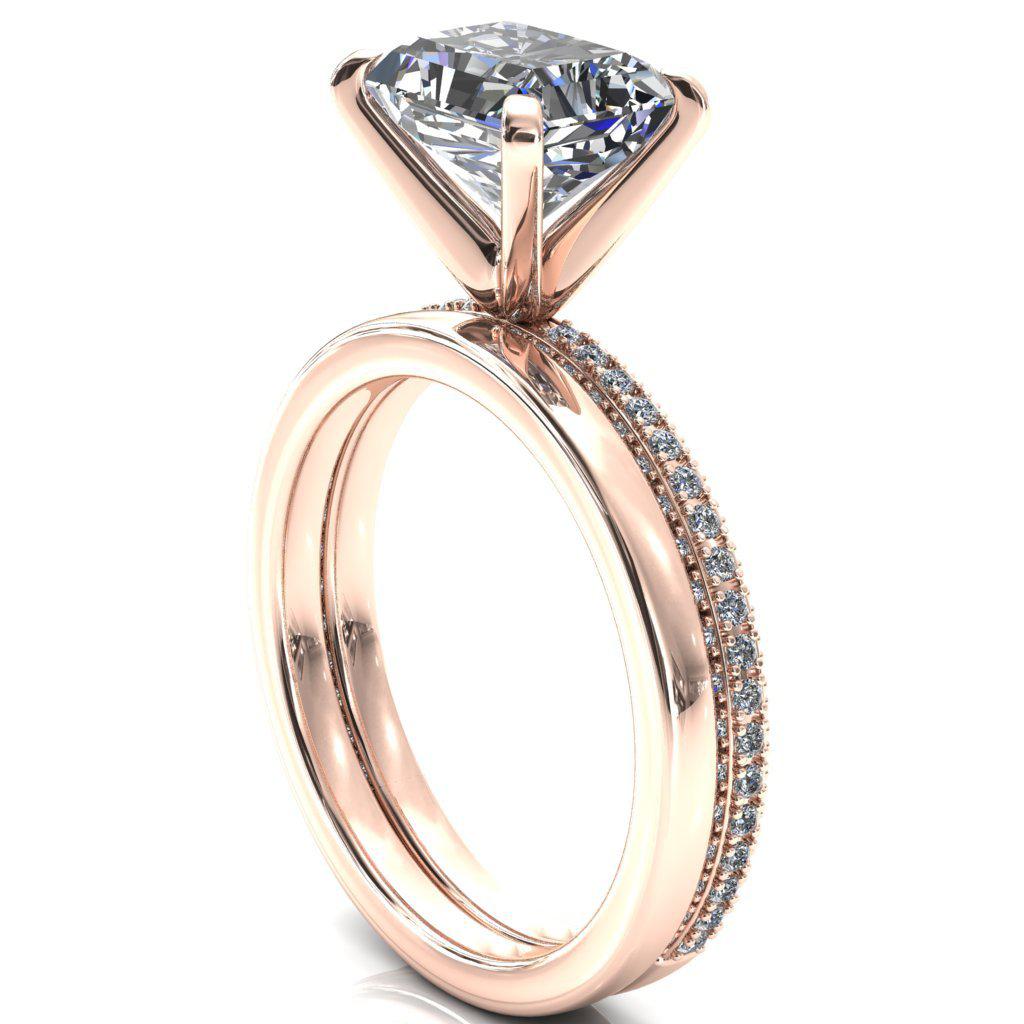 Mariyah Radiant Moissanite East-West 4 Prong 3/4 Eternity 3 Sided Diamond Shank Engagement Ring-FIRE & BRILLIANCE