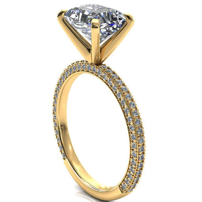 Mariyah Radiant Moissanite East-West 4 Prong 3/4 Eternity 3 Sided Diamond Shank Engagement Ring-FIRE & BRILLIANCE