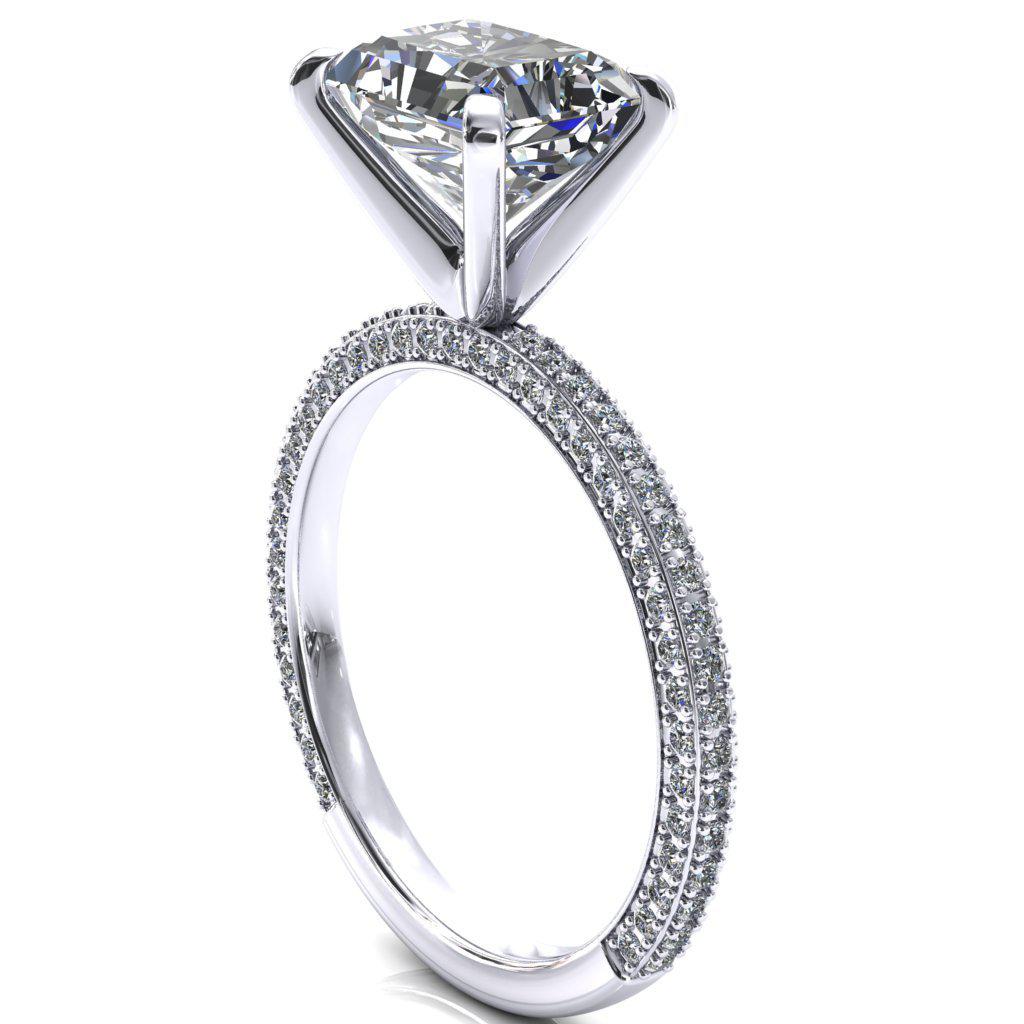 Mariyah Radiant Moissanite East-West 4 Prong 3/4 Eternity 3 Sided Diamond Shank Engagement Ring-FIRE & BRILLIANCE