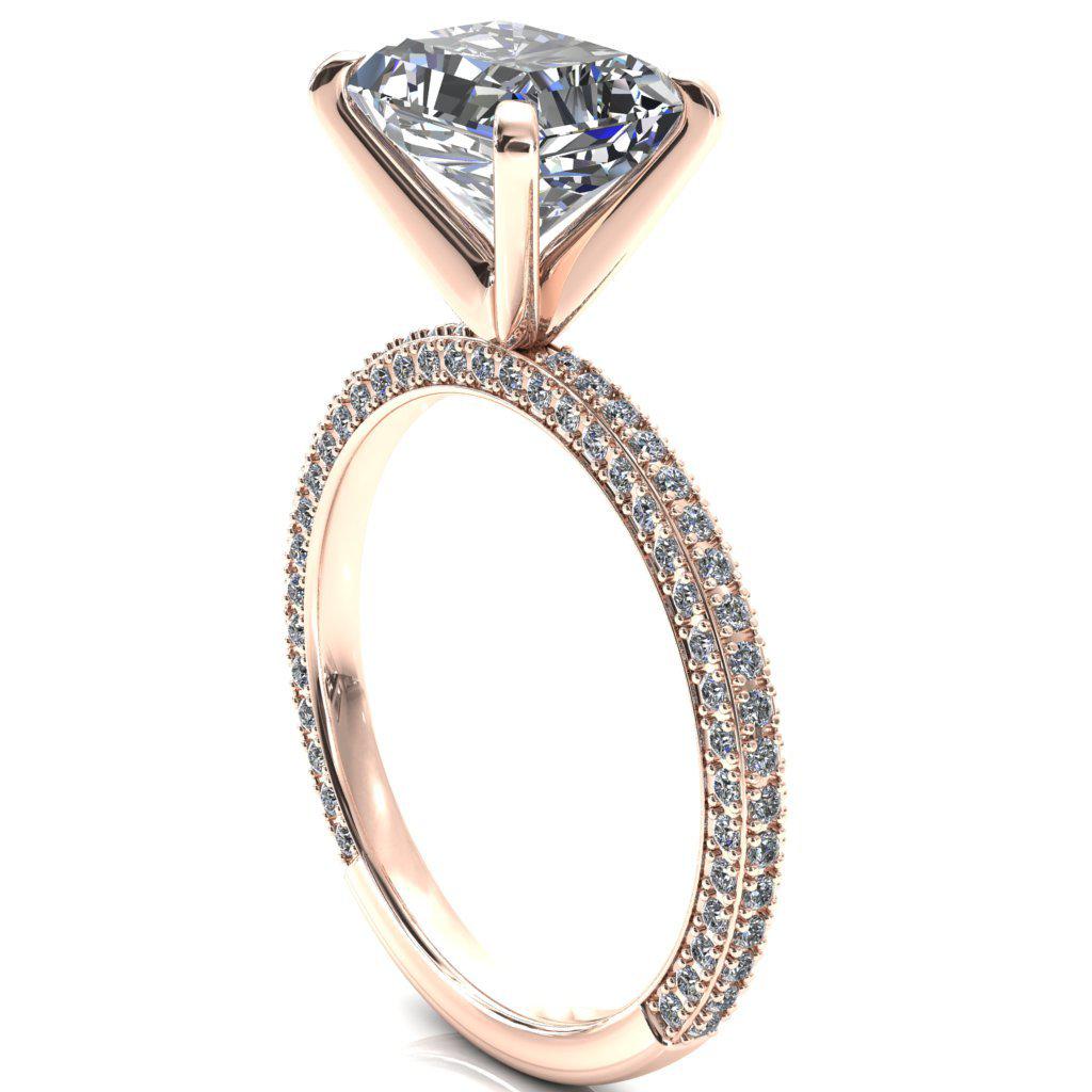 Mariyah Radiant Moissanite East-West 4 Prong 3/4 Eternity 3 Sided Diamond Shank Engagement Ring-FIRE & BRILLIANCE