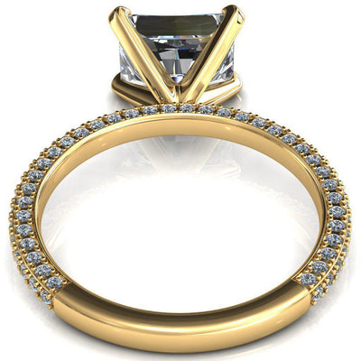 Mariyah Radiant Moissanite East-West 4 Prong 3/4 Eternity 3 Sided Diamond Shank Engagement Ring-FIRE & BRILLIANCE