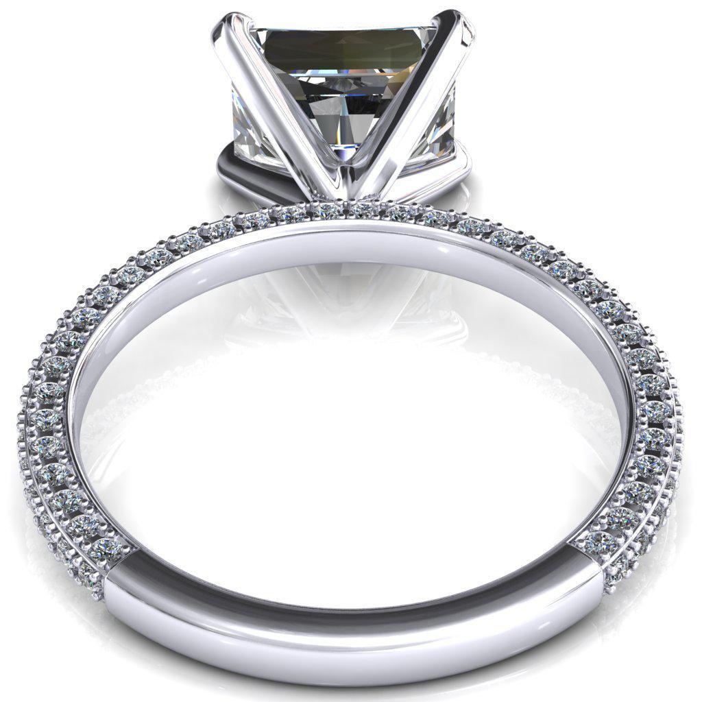 Mariyah Radiant Moissanite East-West 4 Prong 3/4 Eternity 3 Sided Diamond Shank Engagement Ring-FIRE & BRILLIANCE