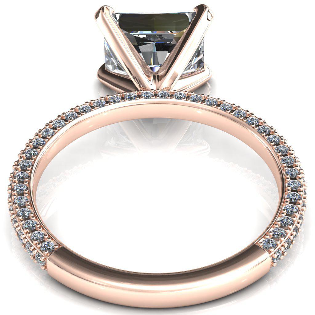 Mariyah Radiant Moissanite East-West 4 Prong 3/4 Eternity 3 Sided Diamond Shank Engagement Ring-FIRE & BRILLIANCE