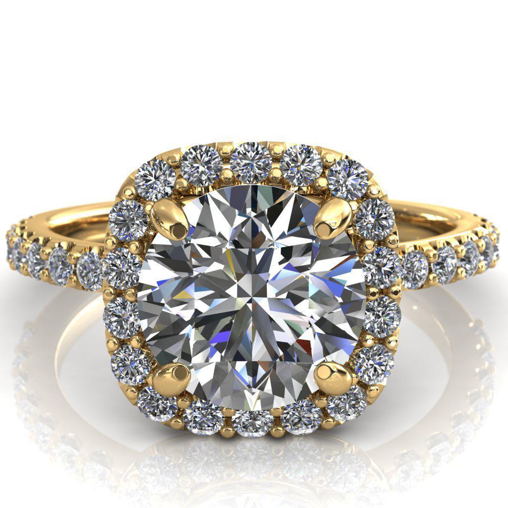 Marlissa Round Moissanite 4 Prong Halo Double Shared Prong Engagement Ring-Custom-Made Jewelry-Fire & Brilliance ®