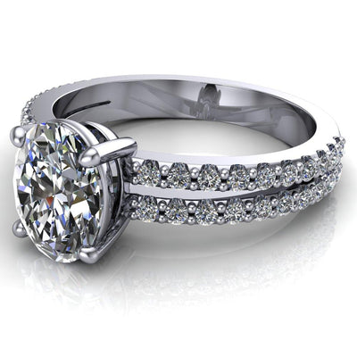 Marmalade Oval 4 Prong Double Channel Engagement Ring-Custom-Made Jewelry-Fire & Brilliance ®