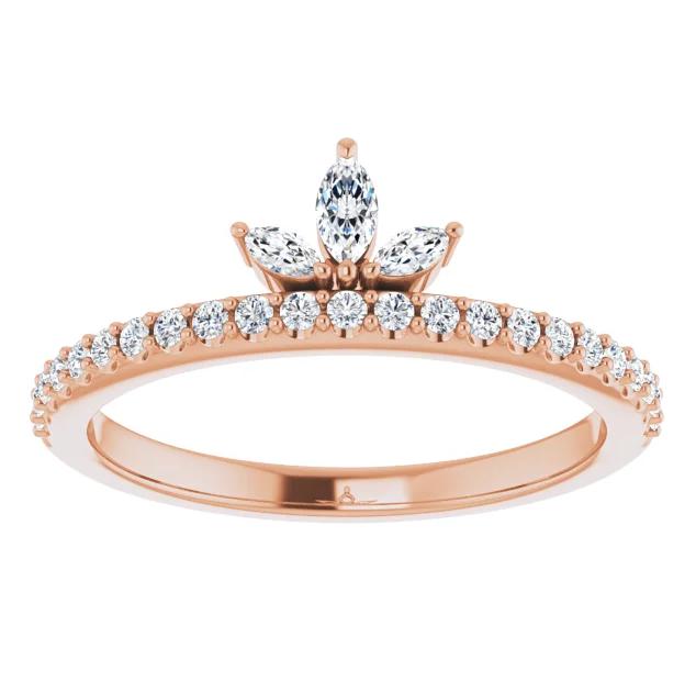 Marquise Gemstone Crown Lab-Grown Diamond Accent Stackable Ring-FIRE & BRILLIANCE