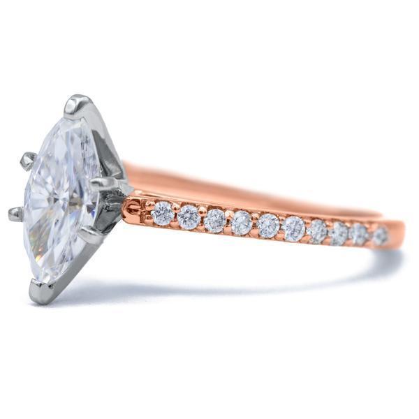 Marquise Moissanite 6 Prongs Diamond Accent Ice Cathedral Solitaire Ring-Solitaire Ring-Fire & Brilliance ®