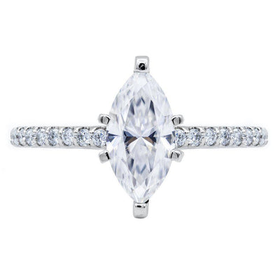 Marquise Moissanite 6 Prongs Diamond Accent Ice Solitaire Ring-Solitaire Ring-Fire & Brilliance ®