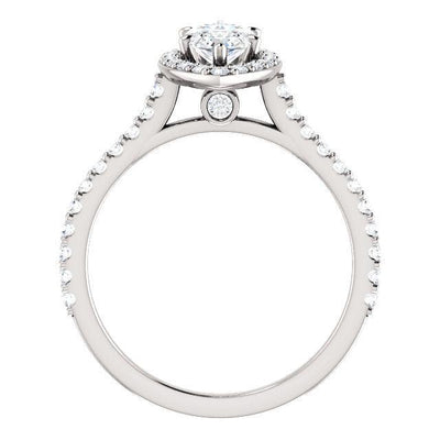 Marquise Moissanite Diamond Accent Ice Halo Bezel Ring-Custom-Made Jewelry-Fire & Brilliance ®