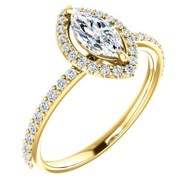 Marquise Moissanite Diamond Accent Ice Halo Ring-Custom-Made Jewelry-Fire & Brilliance ®