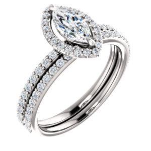 Marquise Moissanite Diamond Accent Ice Halo Ring-Custom-Made Jewelry-Fire & Brilliance ®