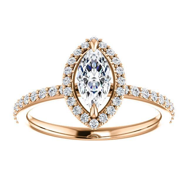 Marquise Moissanite Diamond Accent Ice Halo Ring-Custom-Made Jewelry-Fire & Brilliance ®