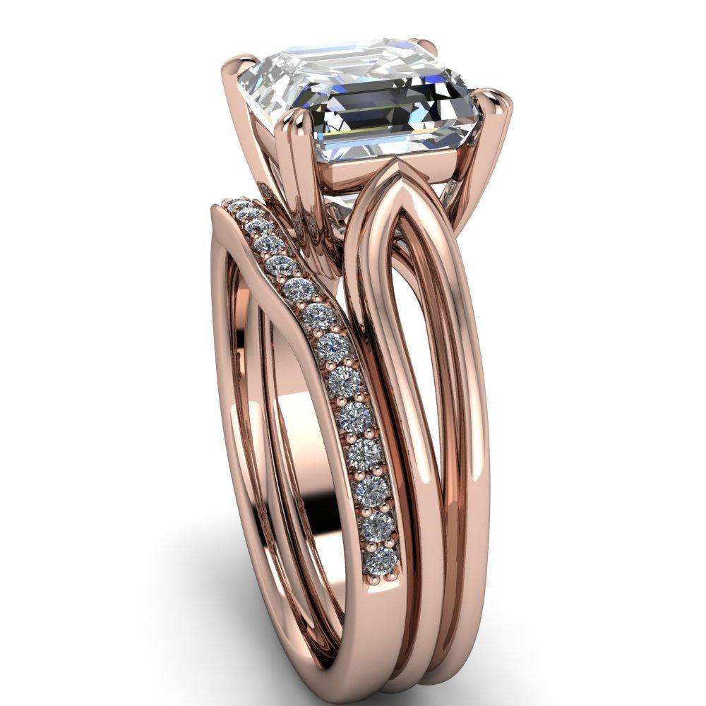 Martha Asscher Moissanite 4 Prong Split Shank Engagement Ring-Custom-Made Jewelry-Fire & Brilliance ®
