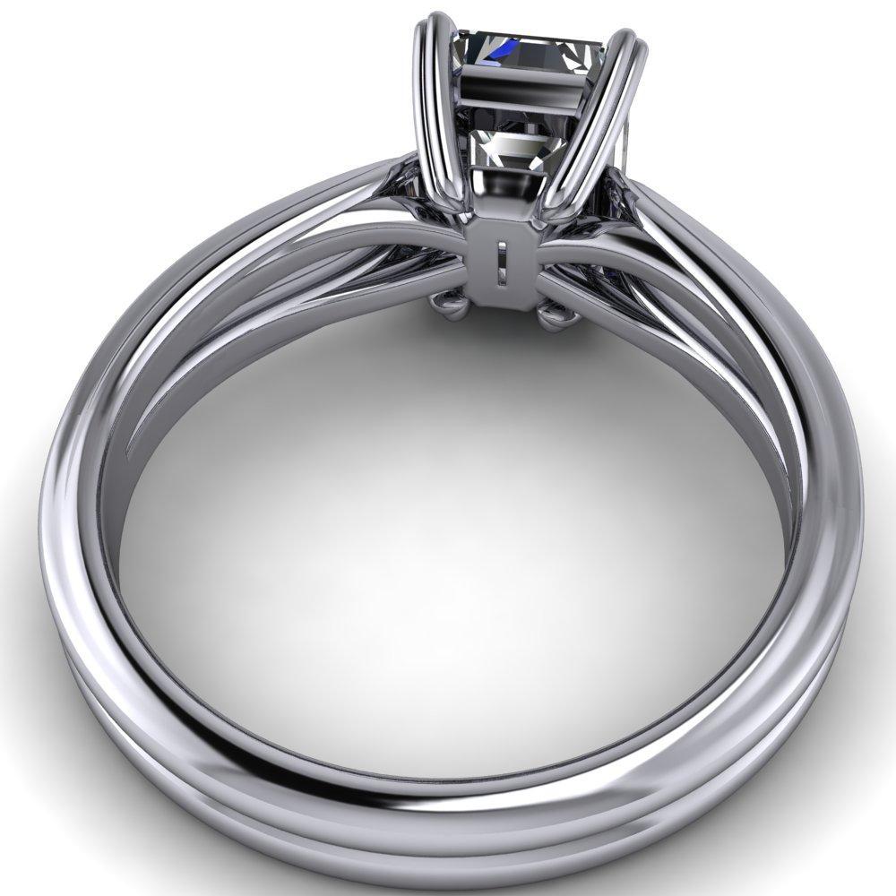 Martha Emerald Moissanite 4 Prong Split Shank Engagement Ring-Custom-Made Jewelry-Fire & Brilliance ®
