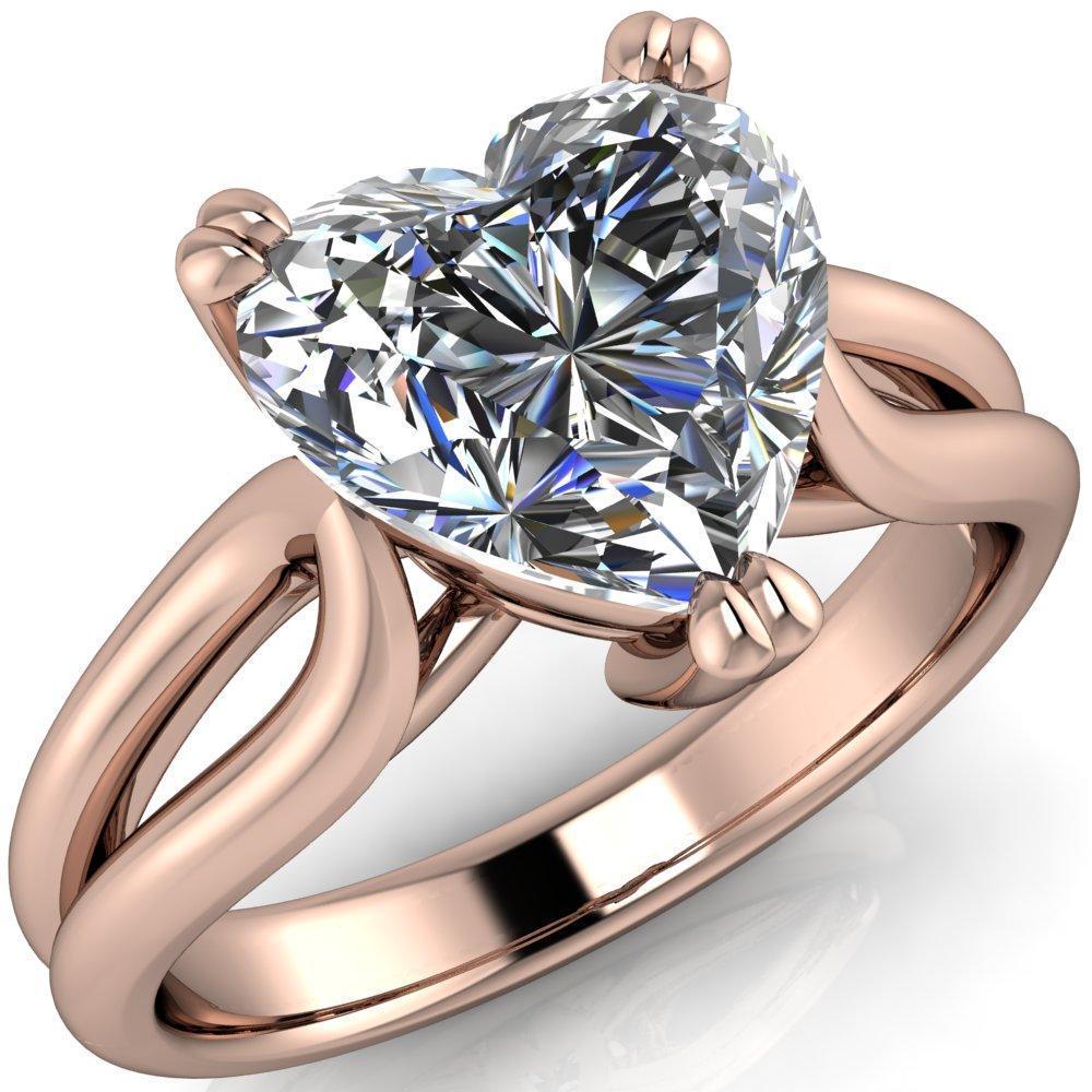 Martha Heart Moissanite 3 Prong Split Shank Engagement Ring-Custom-Made Jewelry-Fire & Brilliance ®