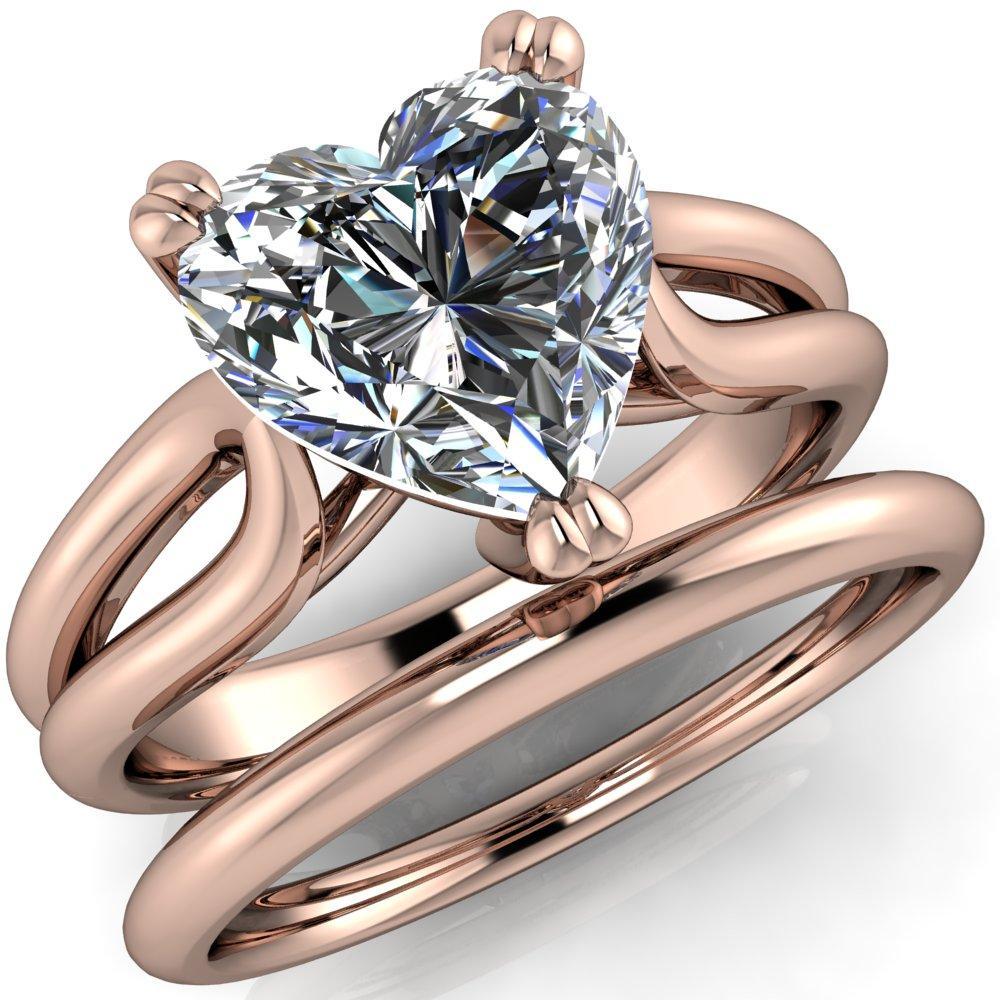 Martha Heart Moissanite 3 Prong Split Shank Engagement Ring-Custom-Made Jewelry-Fire & Brilliance ®