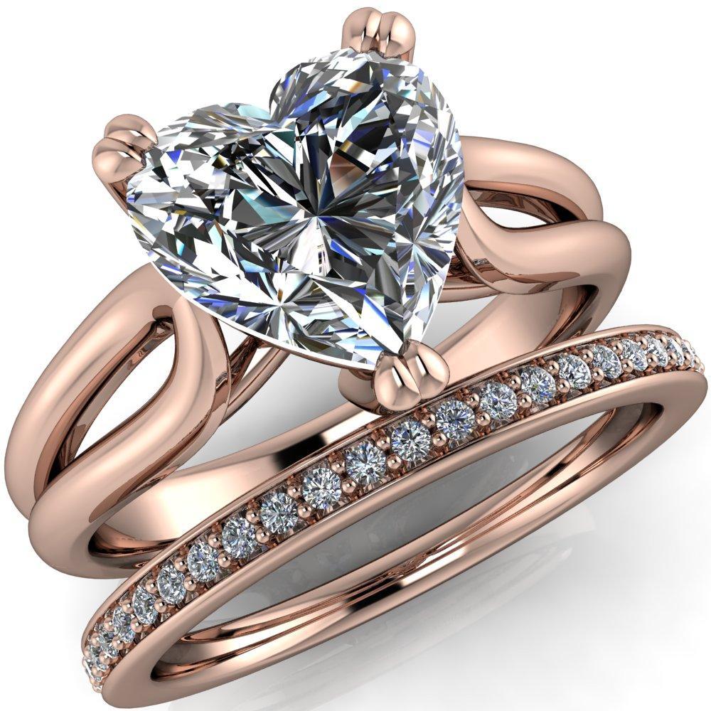 Martha Heart Moissanite 3 Prong Split Shank Engagement Ring-Custom-Made Jewelry-Fire & Brilliance ®