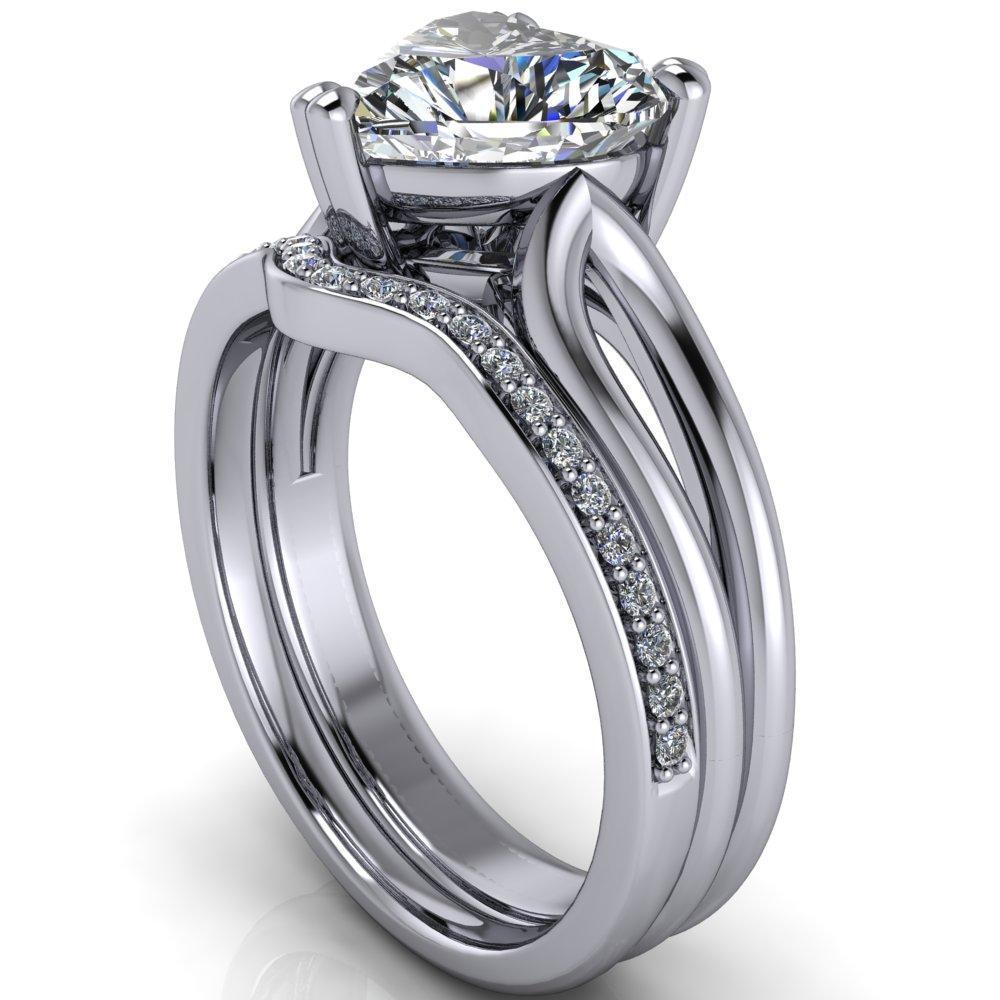 Martha Heart Moissanite 3 Prong Split Shank Engagement Ring-Custom-Made Jewelry-Fire & Brilliance ®