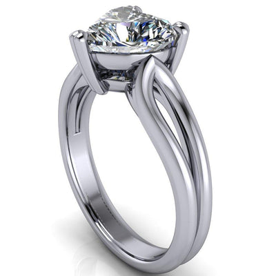 Martha Heart Moissanite 3 Prong Split Shank Engagement Ring-Custom-Made Jewelry-Fire & Brilliance ®