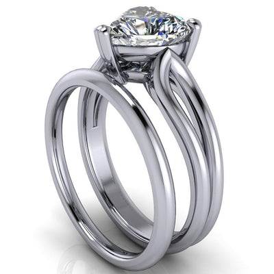 Martha Heart Moissanite 3 Prong Split Shank Engagement Ring-Custom-Made Jewelry-Fire & Brilliance ®