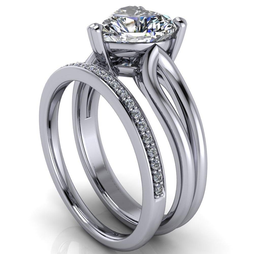 Martha Heart Moissanite 3 Prong Split Shank Engagement Ring-Custom-Made Jewelry-Fire & Brilliance ®