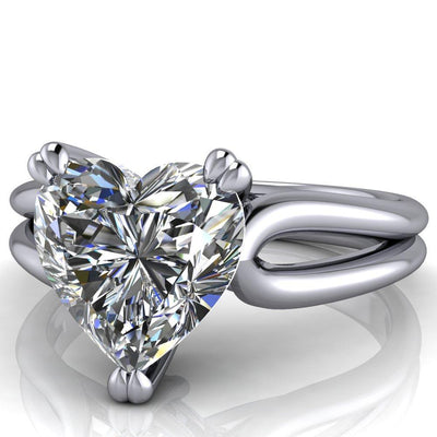 Martha Heart Moissanite 3 Prong Split Shank Engagement Ring-Custom-Made Jewelry-Fire & Brilliance ®