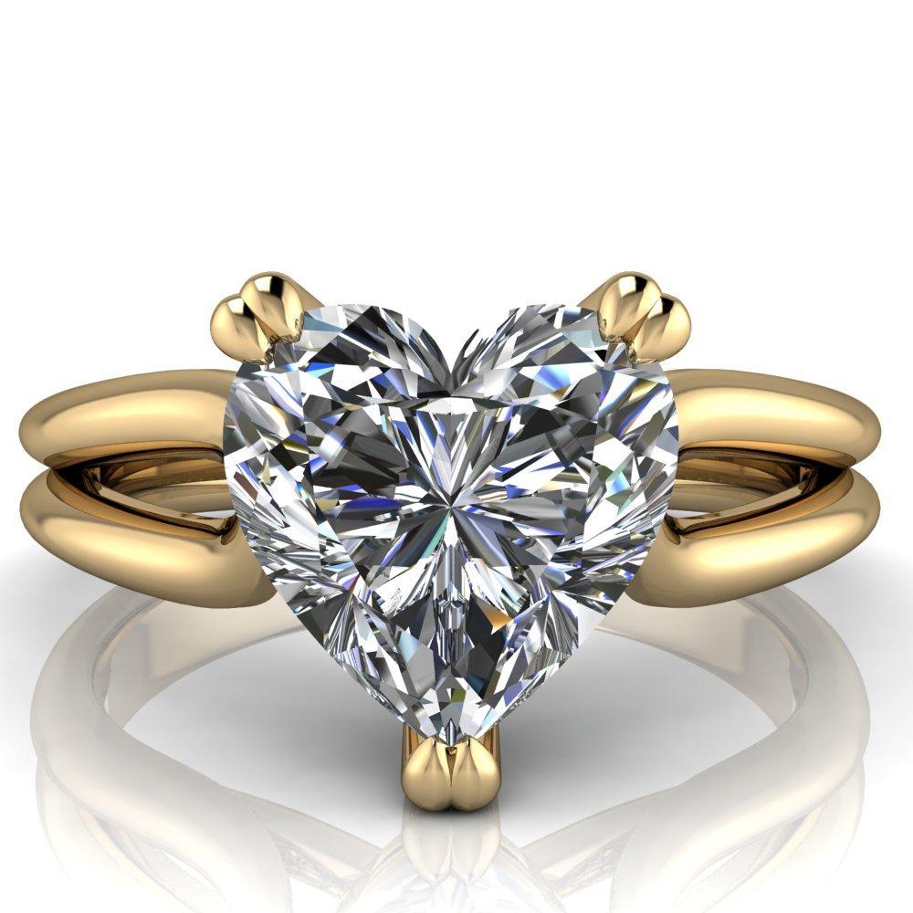 Martha Heart Moissanite 3 Prong Split Shank Engagement Ring-Custom-Made Jewelry-Fire & Brilliance ®